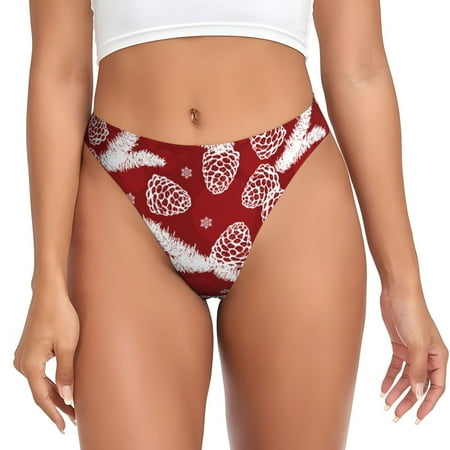 Rateoe Christmas Holiday Pinecone Pattern Seamless Women Underwear Thongs No Show Ladies Thong No Line Breathable Comfortable Panties Undies for Women-X-Large