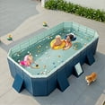 thumbnail image 6 of HDUTNGISN 113"×66"×20"Foldable Swimming Pool for Kids & Family,Non-Inflatable Pool with Metal Frame,Blue, 6 of 9