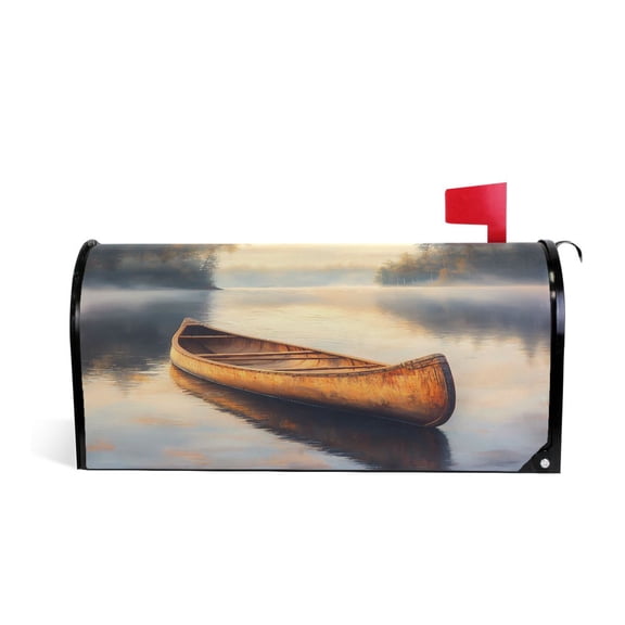 Mailbox Covers Magnetic Large Size Post Box Cover Wrap Outside Waterproof Home Yard Garden Decor Canoe on Calm Lake 25.5x21