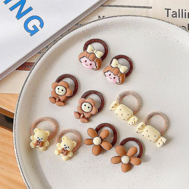 2/10/20 uds/set de gomas para el pelo con bonitos dibujos de flores para niñas, bandas de goma para el pelo para niños, accesorios para el cabello para niños