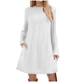 thumbnail image 6 of Long Sleeve Dress for Women Crew Neck Empire Waist Tunic Dress with Pockets, 6 of 9
