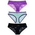 thumbnail image 3 of Curve Muse Women's Sexy Lace Bikini Hipster Panties Mid High Rise Briefs-6 Pack-PACKF-S-5, 3 of 6
