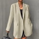 thumbnail image 5 of Gibobby Blazer de mujer casual chamarra para mujer con frente abierto para trabajo negocios casual para mujer(Blanco,M), 5 of 5
