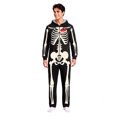 thumbnail image 2 of Halloween Onesie Adult Bone Skeleton Hooded Long Sleeve Matching Pajamas for Couples Soft Plush Loose Fit One Piece Jumpsuits Loungewear Sleepwear Outfit for Halloween Party, 2 of 6