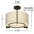 thumbnail image 7 of Possini Euro Design Stinson Modern Ceiling Light Semi Flush Mount Fixture 17 1/4" Wide Bronze 3-Light Linen Drum Shade for Bedroom Kitchen Living Room, 7 of 7