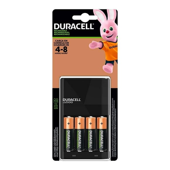 Cargador Pilas Recargables Duracell más 4 pilas AA recargables