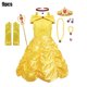 thumbnail image 3 of Disfraz de Cenicienta con temática de princesa Disney para niños y niñas, vestido de lujo para fiesta de cumpleaños, Halloween, Carnaval, traje de Cosplay de Bella, Vesti, 3 of 5