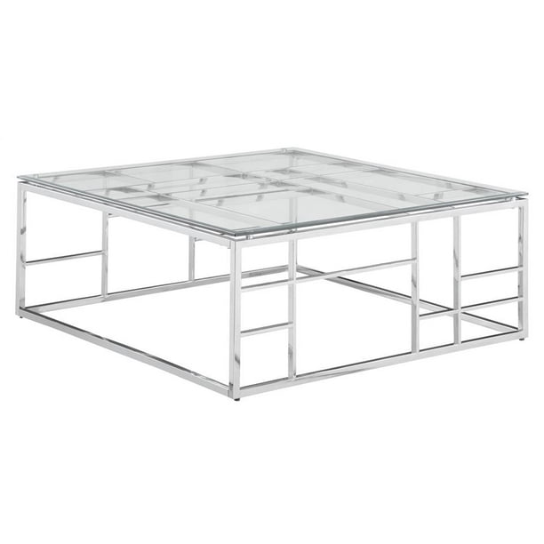 Square Glass Top Cocktail Table in Clear