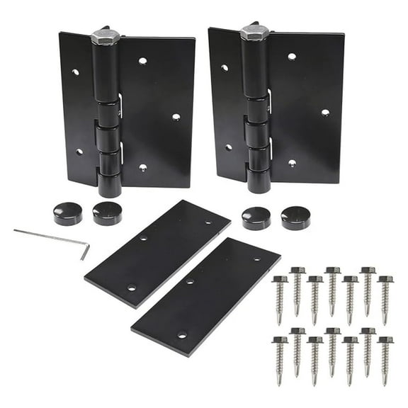Aluminum Gate Hinges - Pair of Self-Closing Black Hinges for Vinyl, Wood & Iron Gates - 5 Inch Heavy Duty Fence Hinges with Hardware