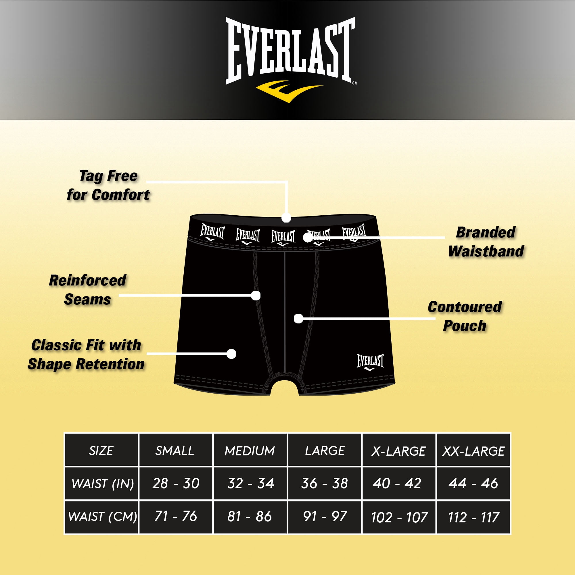Everlast Men’s Trunks Breathable Cotton Underwear Boxers for Men, Black Medium 6-Pack