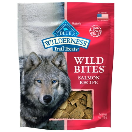Blue Buffalo Wilderness Trail Treats Wild Bites Grain Free Soft-Moist Dog Treats, Salmon, 4-oz