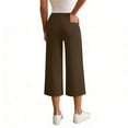 thumbnail image 4 of Costeam Womens High Waist Wide Leg Cropped Pants with Pockets Straight Fit Solid Color Office Casual Capri Trousers, 4 of 6
