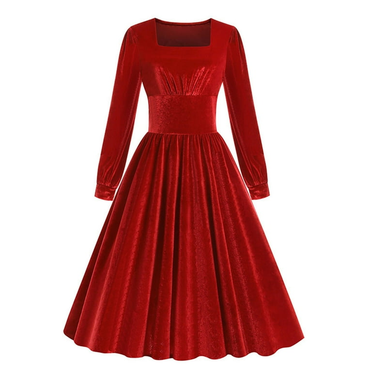 Best Deal for Velvet Dress for Women, Women Vintage 1950s Retro