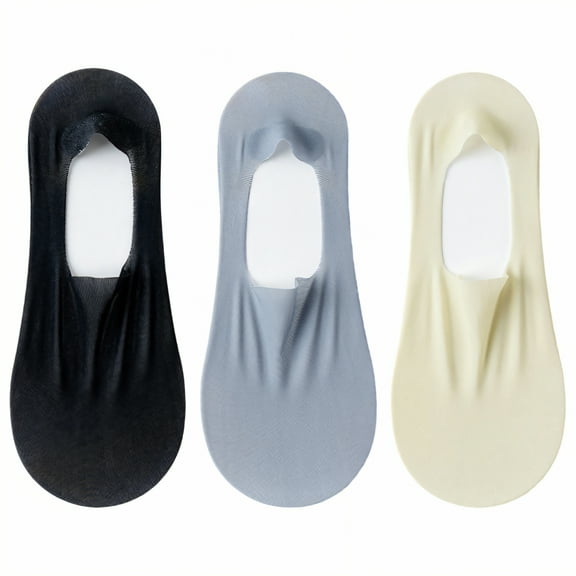 TELOLY 3Pairs Womens No Show Socks,No-Show Socks No Show Socks Womens for Flats,Silicone Grip Flat Socks for Women,Combination1