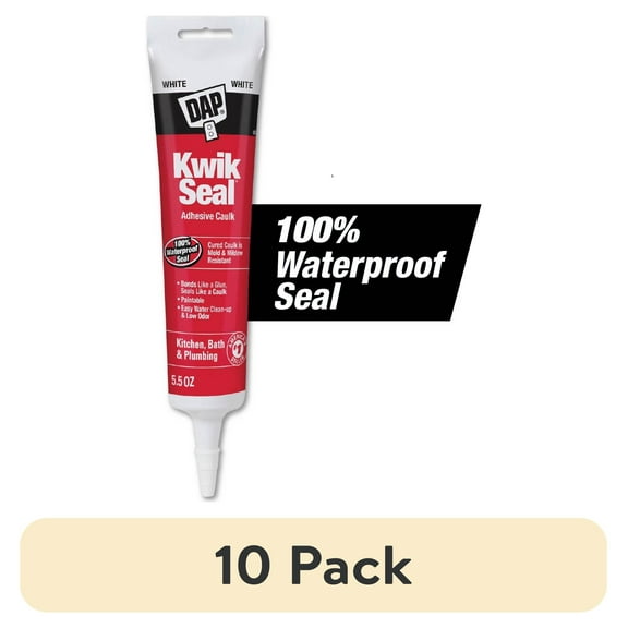 (10 pack) DAP Kwik Seal 5.5 oz White Adhesive Kitchen and Bath Acrylic Latex Caulk