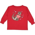 thumbnail image 3 of Inktastic Cute Smiling Valentine's Day Otter with Heart Boys or Girls Long Sleeve Toddler T-Shirt, 3 of 5