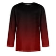 thumbnail image 3 of Huresd Summer Shirts for Men 3/4 Sleeve Crew Neck T-Shirt Casual Loose Gradient Print Clothes Deep Red S, 3 of 4