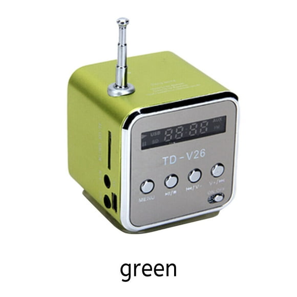 Portable Mini Speaker USB Charging Button Operation Digital Memory Card U-disk AUX Display Sound Box Traveling Radio with Telescopic Antenna Cordless Red