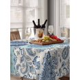 thumbnail image 6 of Bohemia Floral Table Cloth, Waterproof Tablecloth for Rectangle Tables, Retro Mediterranean Texture Patchwork Blue Reusable Washable Fabric Table Cover for Restaurant Kitchen Dining Tables 52"x70", 6 of 9