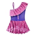 thumbnail image 4 of Girls One Shoulder Swimsuit Kids Cartoon One Piece Bikini Bathing Suit Skirt, 4 of 7