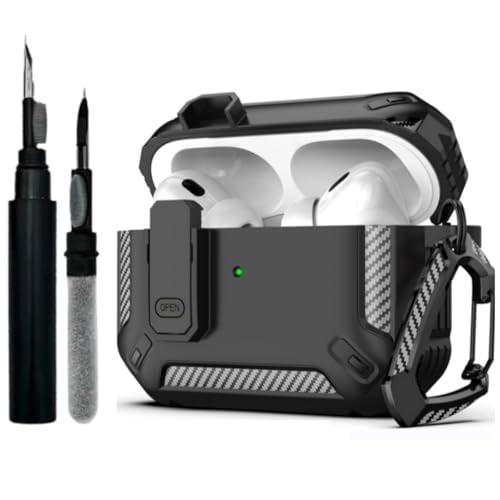Earphone Cover Airpods Pro Case,AirPod Case Cover (2024/2023/2022/2019) with Cleaning Kit&Carabiner,Full Body Shockproof Protection Hard Case,Compatible with Air Pods Pro 1st/2nd Charging Case
