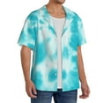 thumbnail image 2 of PAYOHTO Teal Tie Dye Blue Mens Hawaiian Casual Short-sleeved Shirt Tropical Summer Beach Button Down Shirts, 2 of 7