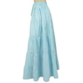 thumbnail image 3 of Bimba Women's Long Cotton Skirt Blue Boho Style Maxi Elastic Waist Bottom -S, 3 of 5