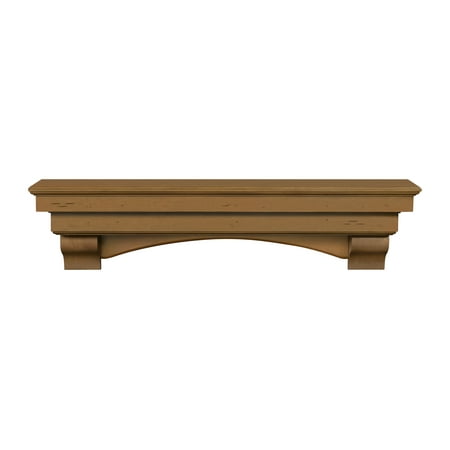 

Pearl Mantels Celeste Versatile Hand Distressed and Hand Finished Premium Pine Wood Mantel Shelf Antique Finish 72 L & 10 D Hang Alone with Corbels or with Corbels and Arch (Included)
