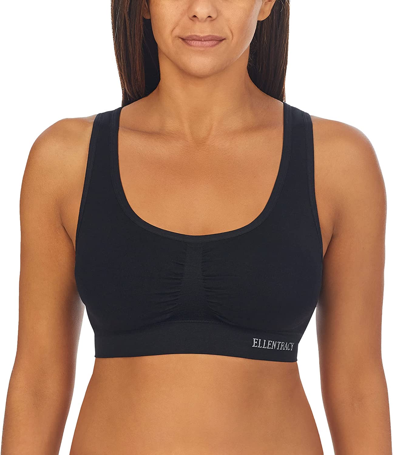 Ellen Tracy Women's Seamless Built Up Bra With Logo 2-Pack