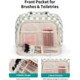 thumbnail image 4 of Large Makeup Bag Checkered Travel Toiletry Bag for Women, Wide-open Cosmetic Make up Organizer with Handle, Wet Pocket, Travel Bag for Toiletries, 4 of 10