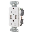 thumbnail image 1 of Cargador USB con enchufe Hubbell USB15A5W, tipo A, 15 A, 125 V, blanco, 1 of 1