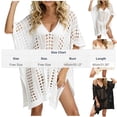 thumbnail image 3 of Womens Bathing Suit Cover up V-neck Hollow Out Knit Split Bikini Cover Up Dresses, 3 of 9