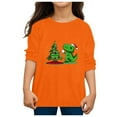 thumbnail image 4 of Curuila Toddler Boys Girls Tops Long Sleeve Christmas Cartoon Dinosaur Prints Crew Neck Autumn T Shirt Orange Size 7-8 Years, 4 of 4