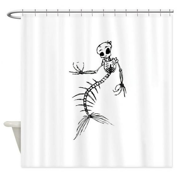 CafePress - Mermaid Skeleton - Unique Fabric Shower Curtain 70" x 72"