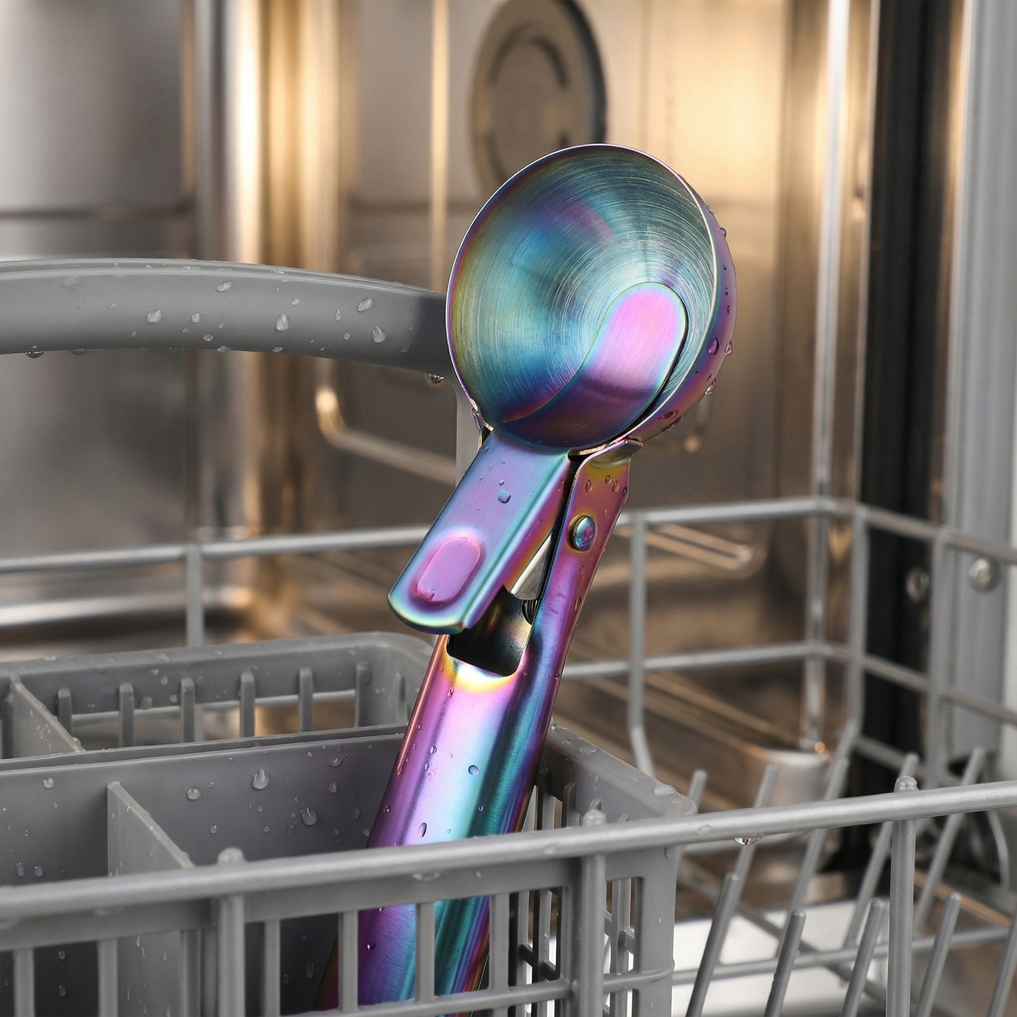 Unique Bargains Stainless Steel Pop-out Scooper with Handle Colorful