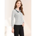 thumbnail image 4 of Allegra K Blusa Abotonada Con Doble Cuello Vuelto Y Estampado A Cuadros Para Mujer Blanco S Unique Bargains Camisa, 4 of 6
