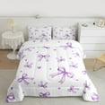 thumbnail image 2 of Feelyou Girly Purple Bowknot Queen Comforter Set, Cartoon Princess Bowknot Bedding Sets, Teen Boy Girl Kid Reversible Bedding Comforter Set, Lightweight Room Decor, 3-Piece, 2 of 8