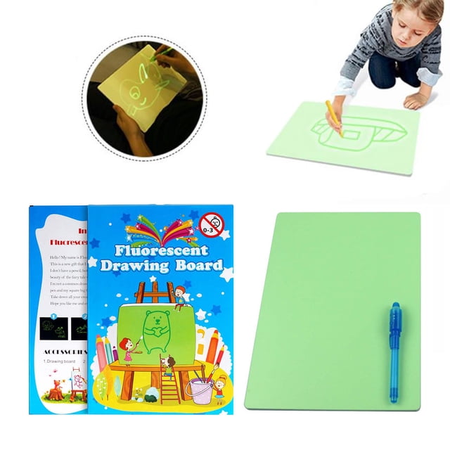 PEONAVET Fluorescent Drawing Board A3 Fluorescent Drawing Board Graffiti Board Magical Luminous Board Led Luminous Drawing Board 5ml