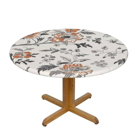 

Floral painting in watercolor Round Fitted Tablecloth with Elastic Edge 100% Waterproof Proof Plastic Table Vinyl Backed Table Cloth Round Tables for Dinner