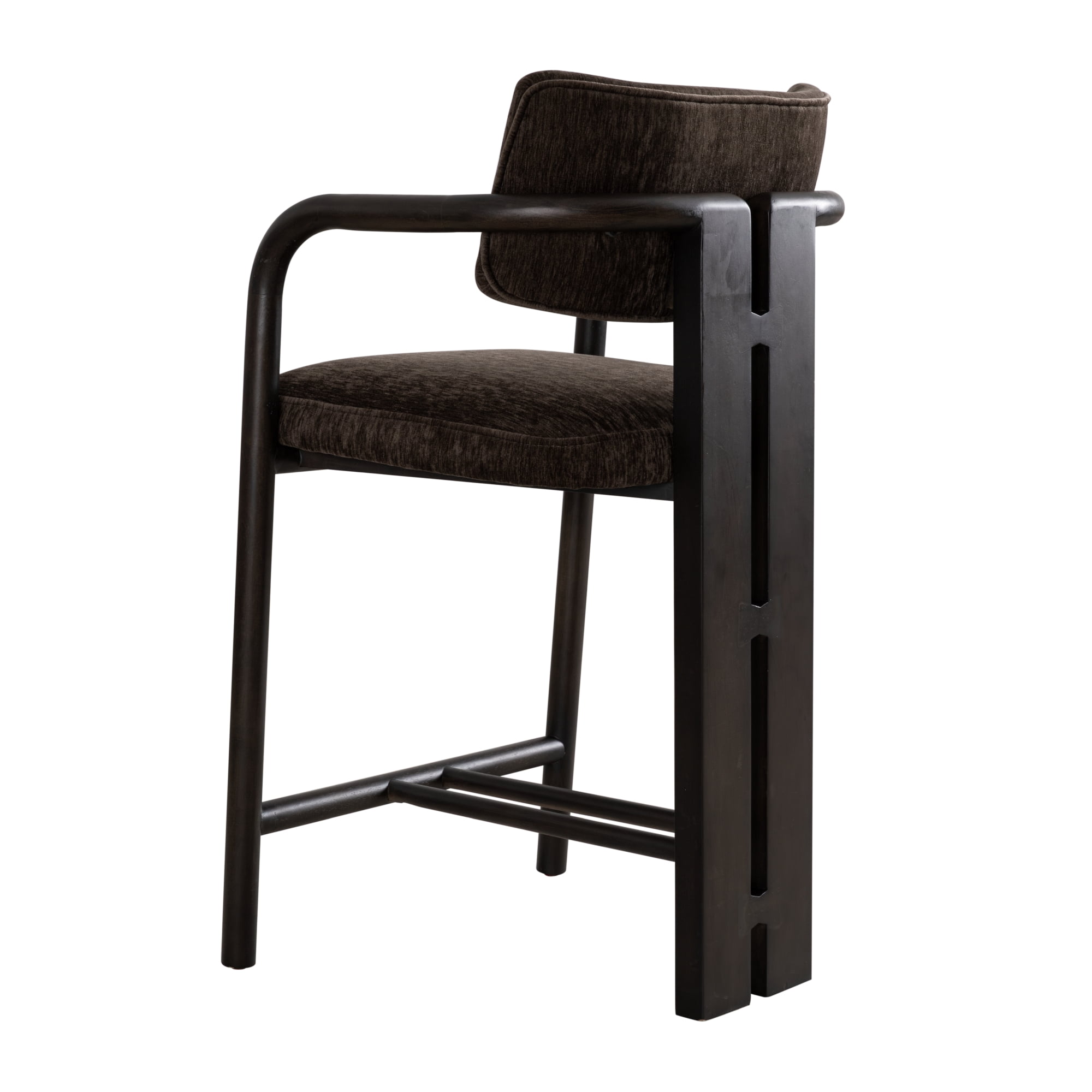 Aaliyah Espresso Solid Wood Upholstered 26" Counter Height Barstool with Brindle Brown Seat - Set of 3