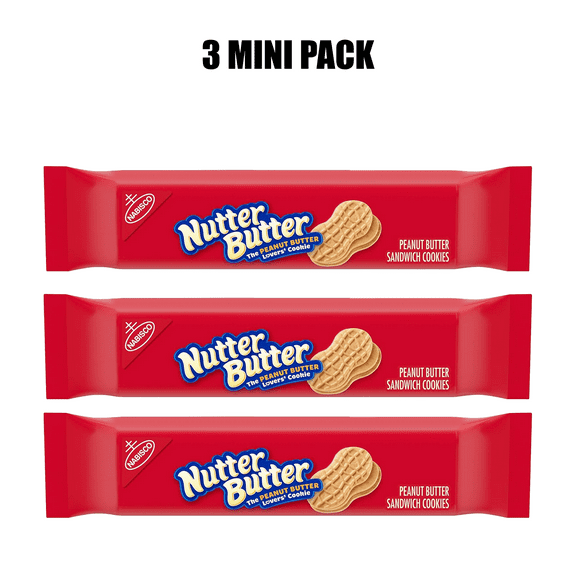 Nutter Butter Peanut Butter Sandwich Cookies for Snack Time, 1.9 Oz, 3 Mini Pack of Cookies