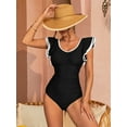 thumbnail image 6 of Alove One Piece Swimsuit Women V Neck Backless Ruched Tummy Control Monokini Swimwear, 6 of 7