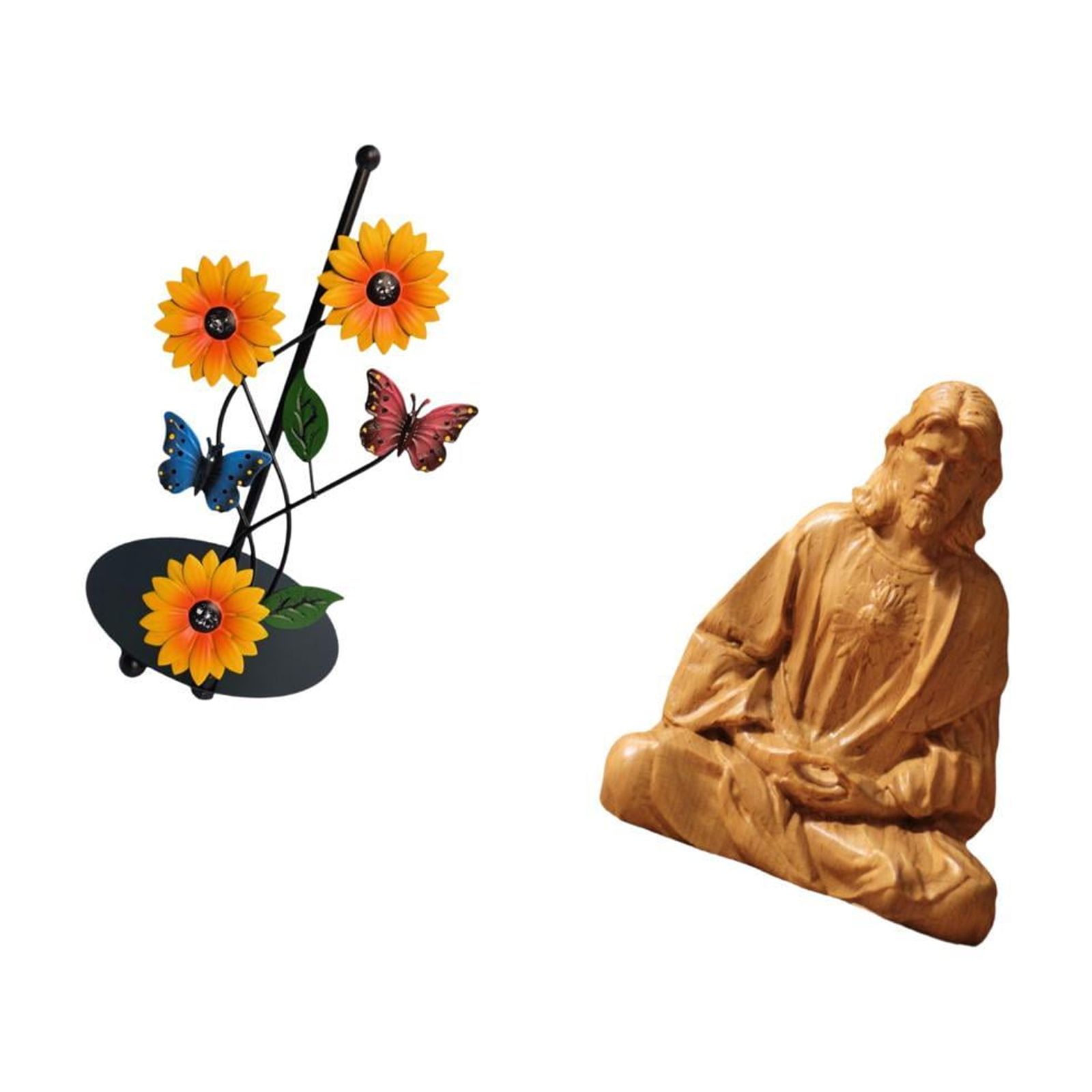 Fiocias Toilet Paper Holder Paper Towel Holder Countertop Heart of Jesus Statue Sacred Heart of Jesus Figurine Resin Iron Material Suitable for Kitc