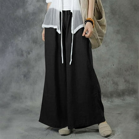 

Sweatpants Women Wide Leg Long Palazzo Pants Plain Straight Leg Suit Trousers Flare Workout Trousers Solid Casual Pocket Elastic Waist Long Pants Wyongtao