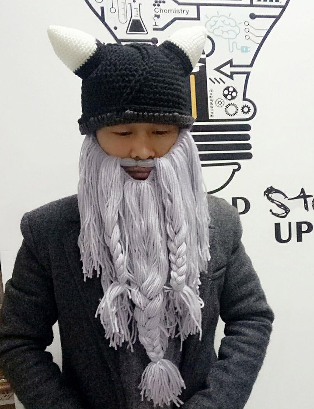 YEKEYI Wig Beard Hats Handmade Knit Warm Winter Caps Ski Funny Mask Beanie for Men Women YEKEYI