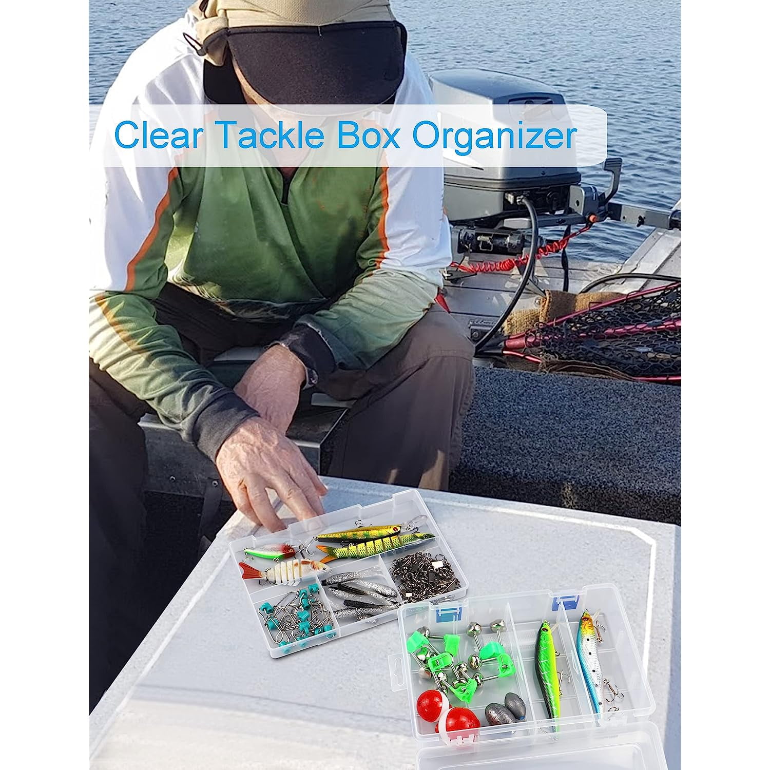 Holzlrgus Tackle Box Fishing Tackle Box Organizer 2 Layer Clear Tackle Box Thicken Plastic Tacklebox for Snacks (1 Pack)