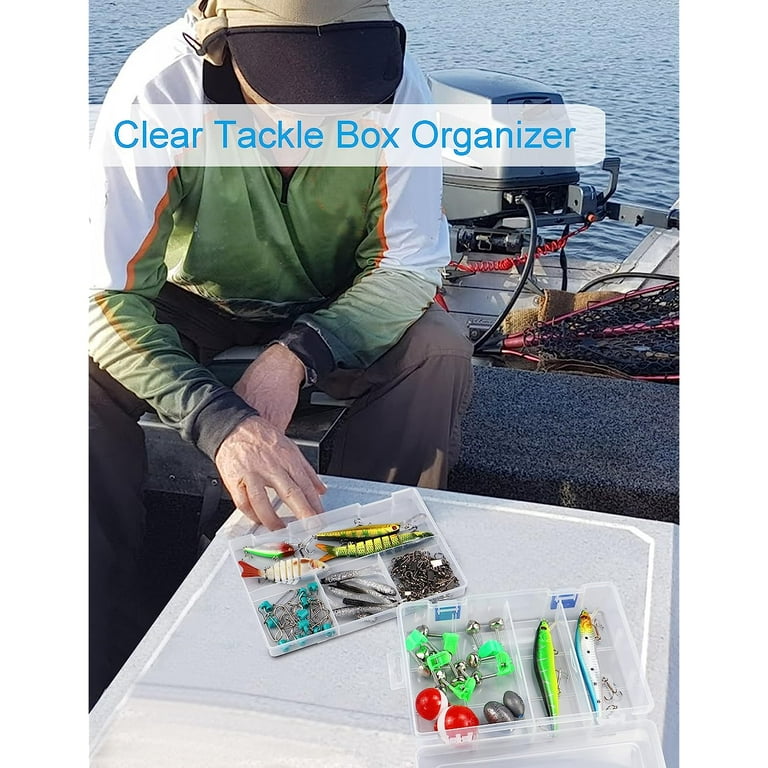 clear plastic tackle box 2 tier Holzlrgus Tackle Box Fishing Tackle Box Organizer 2 Layer Clear Tackle Box  Thicken Plastic Tacklebox for Snacks (1 Pack)
