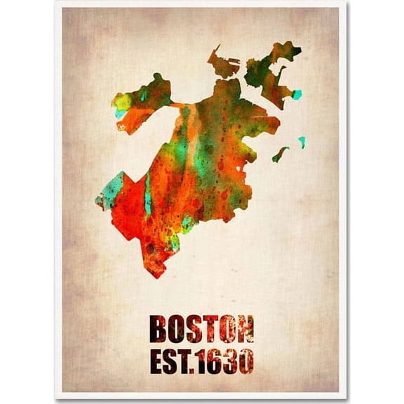 Trademark Fine Art "Boston Watercolor Map" Canvas Art by Naxart