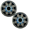 1 Pair (QTY 2) of Kicker 8" OEM Marine Coaxial Silver Speakers with MultiColor LED Lighting (Factory Reconditioned)