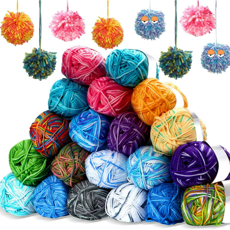 WILLBOND 6 Pcs 50g Crochet Yarn Multi Colored Knitting Yarn Bulk Acrylic  Weaving Yarn Crocheting Thread (Pink, Yellow Green, Multicolor, Blue,  Yellow Red, Yellow Green Pink, 3-Ply)